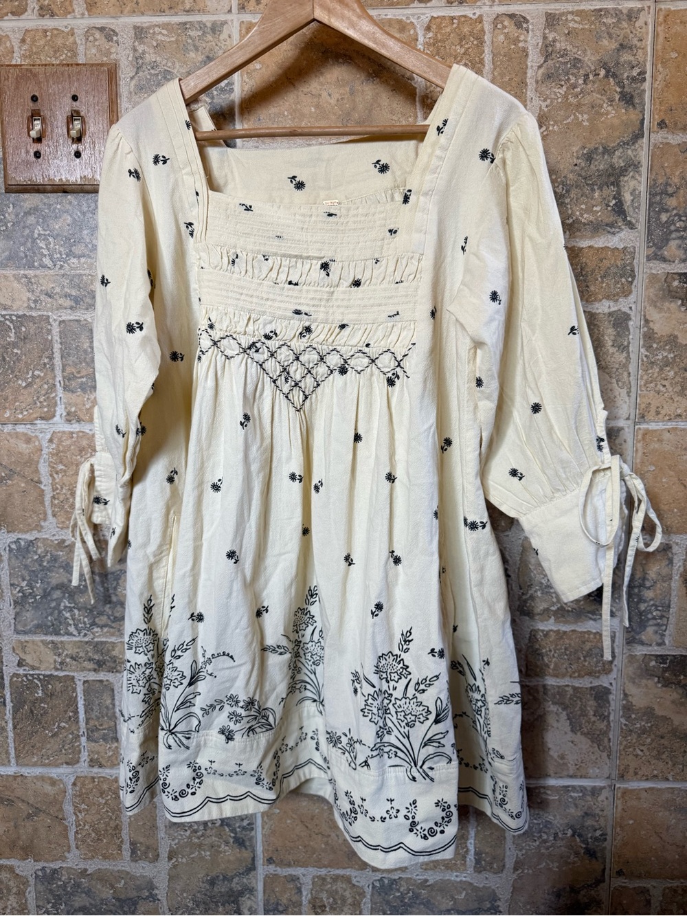 Free People Women's Natural Sonora Printed Mini Dress NWOT XSmall